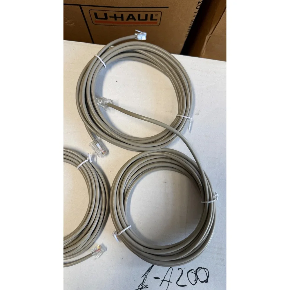 Lot of 5 Grey Telephone Line‎ Cords RJ11 Modular Phone Cables Landline Accessory